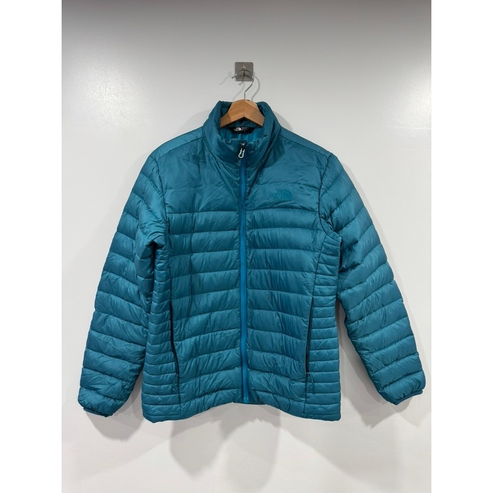 The North Face Flare Down Jacket Teal Blue Mens Puffer Quilted Coat Small
